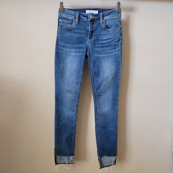 Cello Released High Low Raw Hem Skinny Denim Jeans - Picture 3 of 13